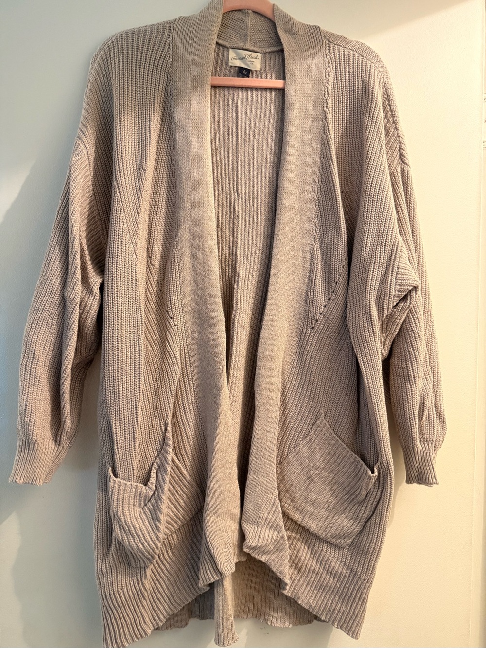 Universal Thread Cozy Open-Front Beige Cardigan Sweater w Pockets